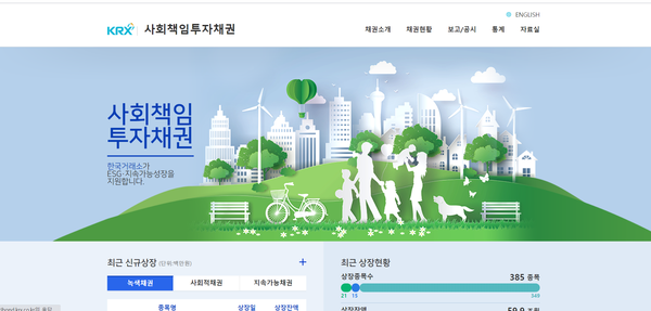 지난달 개설된 한국거래소 사회책임투자채권 종합정보포털/한국거래소 홈페이지