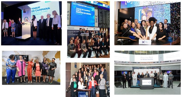 지속가능증권거래소가 매년 3월 8일, 여성의 날에 시행하는 글로벌 캠페인 '링더벨'의 모습/SSE