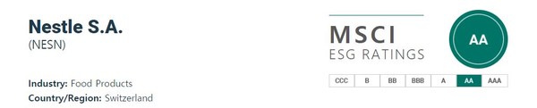 코카콜라와 네슬레의 MSCI ESG 등급. 