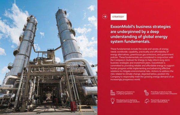 엑손모빌은 ‘2021 에너지 및 탄소 요약 보고서(2021 Energy & Carbon Summary)’를 발간했다/엑손모빌