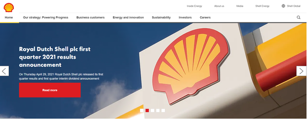 로얄더치쉘 홈페이지 캡처