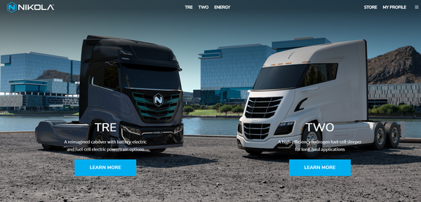  창업자 트레버 밀턴이 사기 혐의로 기소된 미국 수소트럭 스타트업 니콜라/ 홈페이지 캡처