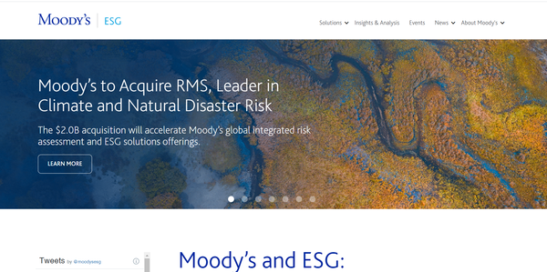 무디스 ESG 홈페이지.