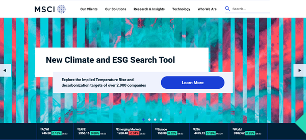MSCI가 웹사이트에 전 세계 2900개 이상 기업의 ‘추정온도 상승(Implied Temperature Rise)’ 데이터를 공개했다./MSCI 홈페이지 캡처