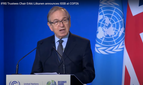 에릭 리카넨 IFRS재단 이사장은 COP26 회의에서 “기후 정보공개 표준안에 대해 내년 3분기나 4분기 중으로 나올 것”이라고 밝혔다. 