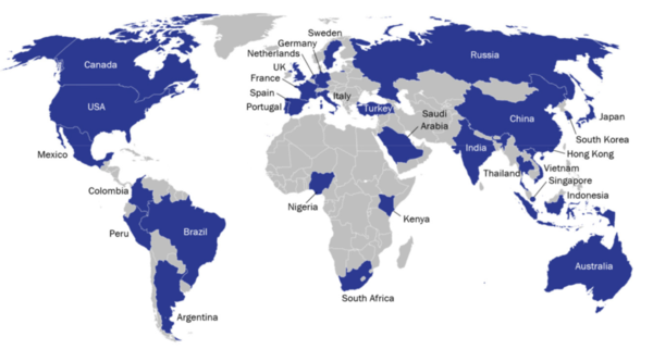 글로브스캔 탄소세 설문 참여국/글로브스캔