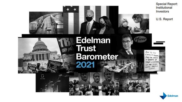 엔델만은 글로발 기관 투자자들이 기업 ESG 공시와 약속 이행을 회의적으로 보고 있다는 설문조사 기반 보고서를 최근 공개했다./ 엔델만