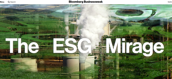 블룸버그가 보도한 'ESG 신기루' 제목 사진./ 블룸버그 캡처사진