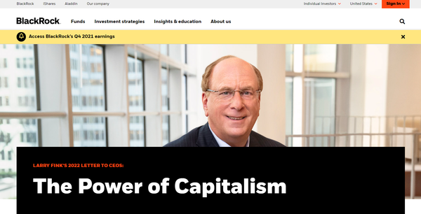 블랙록 래리핑크 회장의 2022 CEO 레터/ Blackrock 
