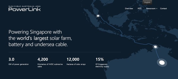 AA파워링크 프로젝트는 호주로부터 인도네시아를 거쳐 싱가포르를 잇는 대형 프로젝트다./ 선 케이블