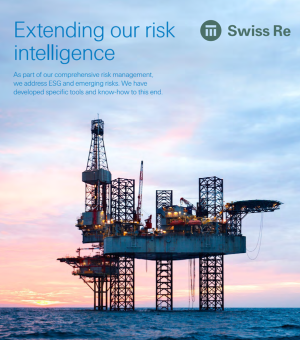 글로벌 재보험사 스위스리가 올해부터 신규 석유 및 가스 프로젝트에 대한 보험 신청을 거부하겠다는 계획을 발표했다./ 스위스리 지속가능보고서 