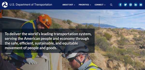 미국 교통부(DOT) 홈페이지