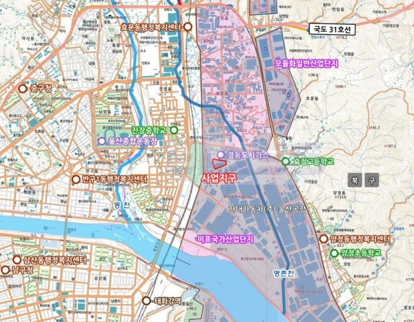 현대차 울산공장 열병합발전소 건설사업 위치도. /현대차 환경영향평가서