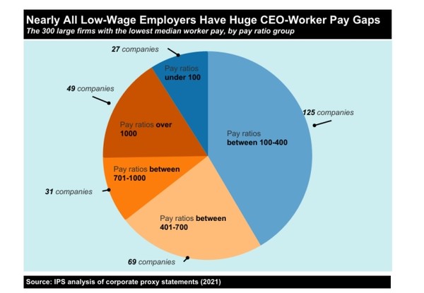 임원과 중간계 직원들의 연봉 차이를 비교해놓은 모습/ IPS