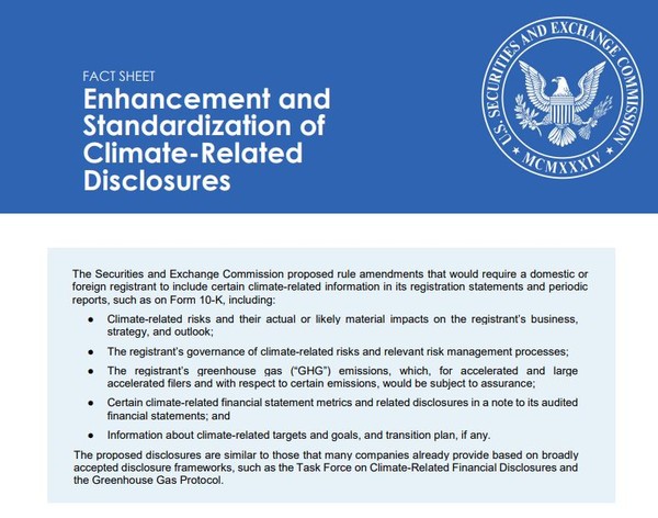  SEC의 기후공시 의무 규정 초안/ SEC