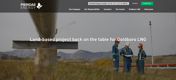 골드보로 LNG 시설에서 / Pieridae Energy
