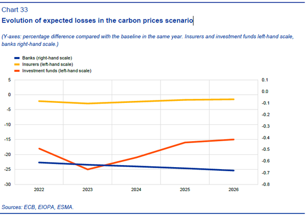 탄소가격 관련 시나리오 속 예상 손실의 경과/The macroprudential challenge of climate change