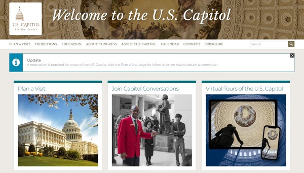 사진은 미국 의회의 홈페이지