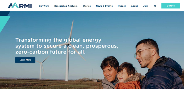 RMI의 홈페이지. 지난 22일 미국의 기후 관련 법안 세 가지에 대한 분석을 발표했다./RMI