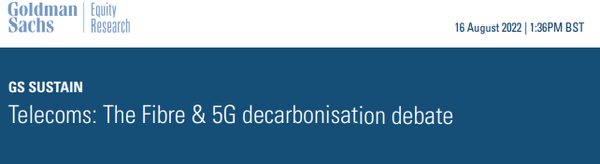골드만삭스가 통신 부문 보고서를 내놨다.  5G와 광섬유 전환을 통한 효과를 살펴본다./GolmanSachs