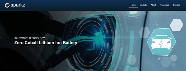 배터리 스타트업 스파크즈의 홈페이지
