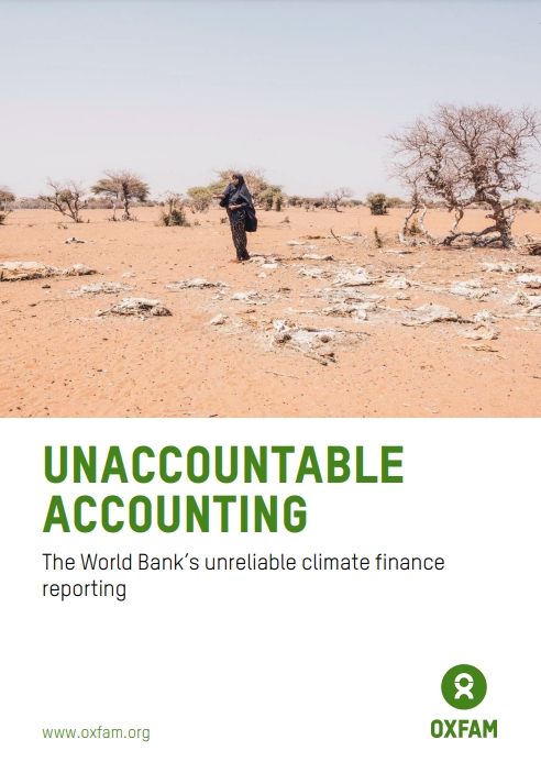국제구호개발기구인 옥스팜이 세계은행의 기후 금융 지출 내역 중 40%를 검증할 수 없다는 내용을 담은 보고서를 발표했다./ 옥스팜 
