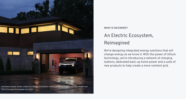 GM의 새로운 사업부 GM에너지의 홈페이지/GM Energy