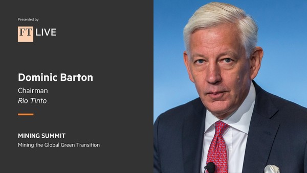 리오 틴토의 CEO 도미닉 바튼은 런던에서 열린 FT 광산업계 의회 연설을 통해 "재생에너지 측면의 능력이 상당히 중요하다며 채굴 경험이 필요하다"고 전했다./ FT