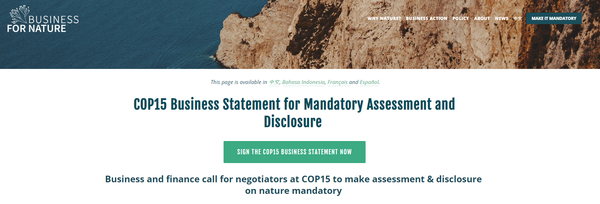 300여 개 기업이 환경영향평가 공시 의무화에 대한 국제사회의 호응을 촉구하고 나섰다./ Business for Nature