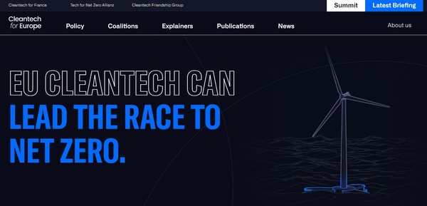 사진은 브레이크스루에너지의 지원을 받는 유럽의 클린 테크 그룹의 웹사이트