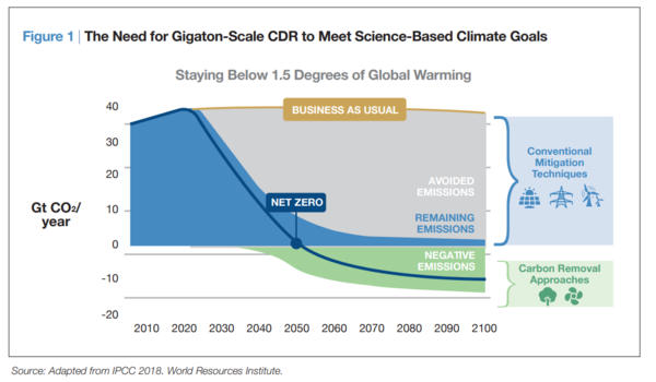 에너지 퓨처스 이니셔티브는 넷제로를 실질적으로 달성하기 위해서는 추가적으로 대규모의 탄소 제거(CDR)가 이뤄져야 한다고 했다.
