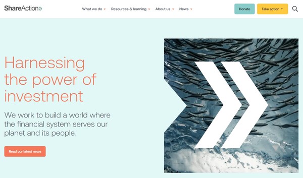 비영리단체 쉐어액션의 홈페이지