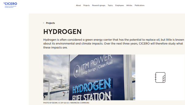 노르웨이의 기후 연구 기관 키케로. 수소 누출이 미치는 영향을 조사하고 있다./ CICERO