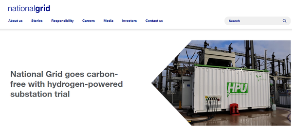 내셔널그리드 시험시설에서 수소동력장치 시험을 완료했다고 발표했다./ national grid 