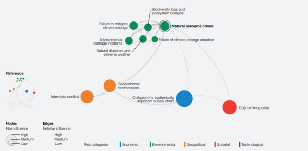천연자원 부족 문제의 상호작용 지도./WEF