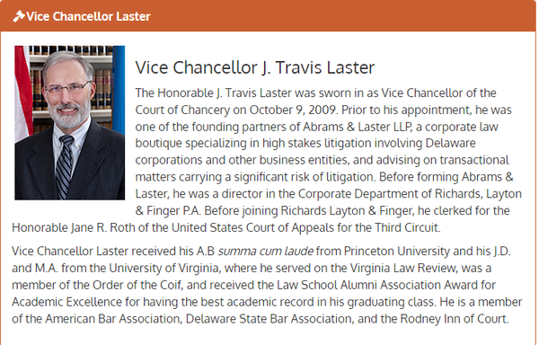 이번 맥도날드 임원에 대한 판결을 내린 트래비스 래스터 판사./ Delaware Courts