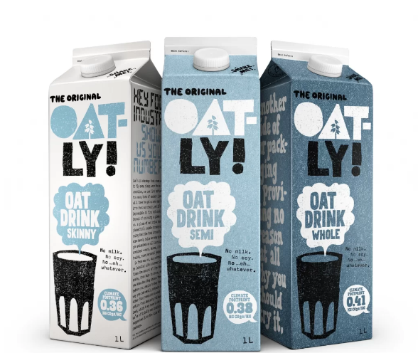 오틀리는 자사 제품 패키지에 탄소 감축 비율을 부착하고 있다. 