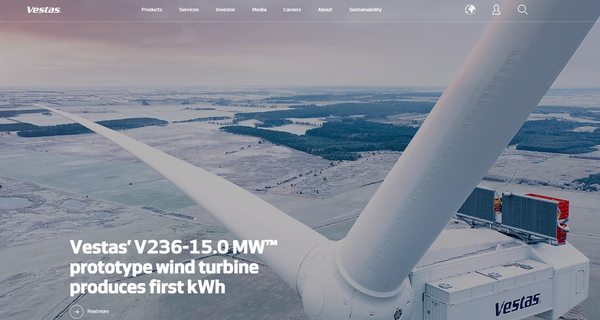 덴마크의 풍력 터빈 기업인 베스타스. 2023년 전망에서 수익 악화를 예상했다./ Vestas 