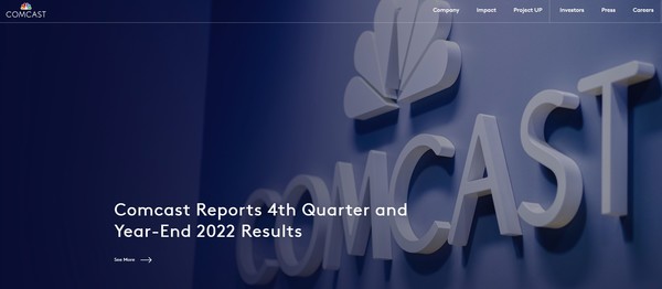 거대 통신사 컴캐스트의 홈페이지