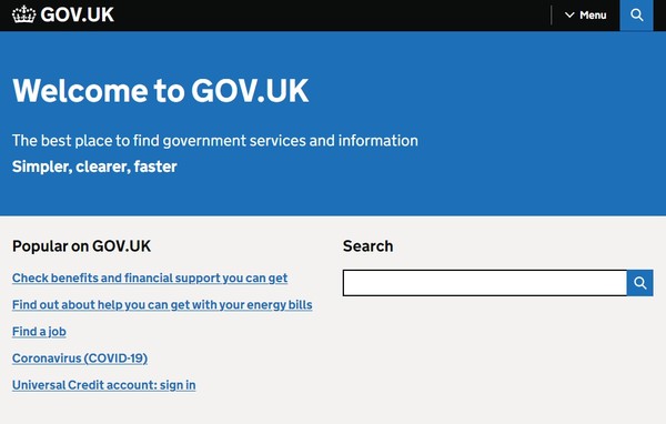 영국 정부 홈페이지