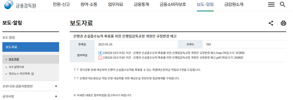 금융감독원이 은행권의 손실흡수능력 관련 지침을 발표한 이후 감사에 착수했다./ 금융감독원 
