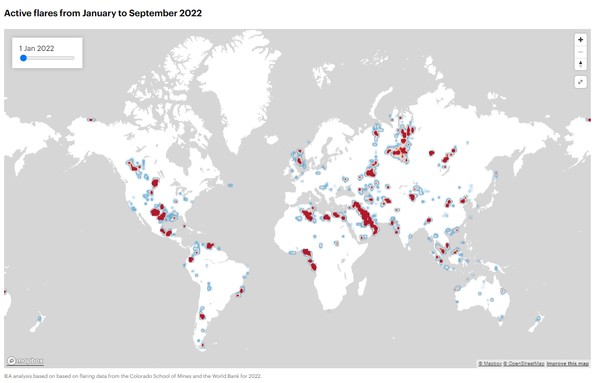 IEA는 위성을 통해 지난해 20개국, 500곳 이상에서 메탄 배출을 감지했다고 전했다./ IEA