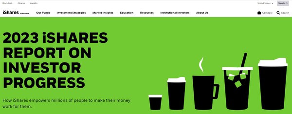 블랙록이 운용하는 아이쉐어 자산 운용사 홈페이지