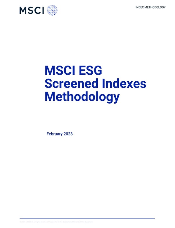    MSCI의 ESG 선별 지수 방법론을 설명한 문서 표지/홈페이지