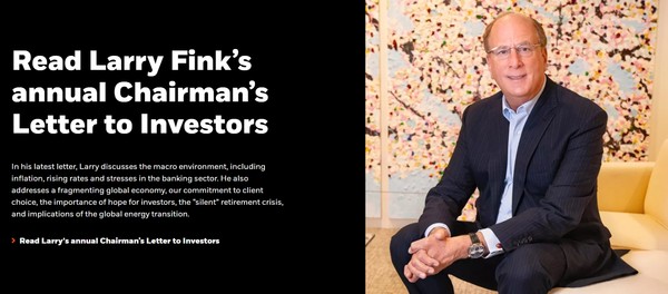 블랙록 CEO 래리 핑크가 투자자들에게 연례서한을 보냈다. 이번 서한은 에너지 전환, 대리 투표, 경제적 취약성을 포함한 다양한 주제에 대해 논하고 있다./ 블랙록