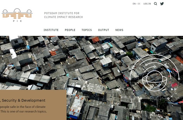 독일의 포츠담 기후연구소 홈페이지