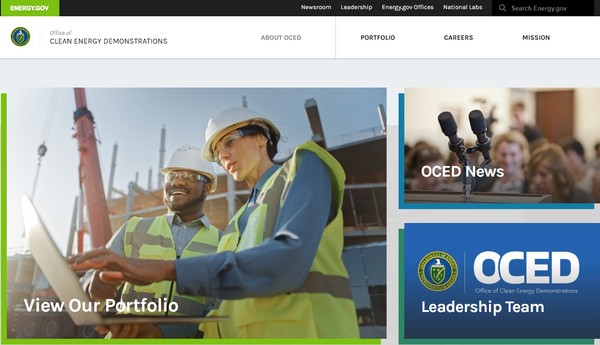  이번 프로그램을 관리하는 미 에너지부의 청정에너지실증부서 홈페이지
