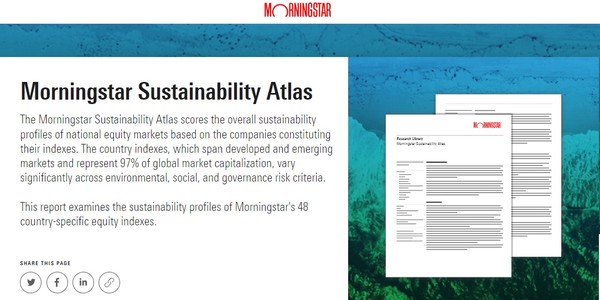 이번 달에 업데이트 된 지속가능성 아틀라스. 모닝스타는 주식시장에서의 ESG 지표가 확립됐다고 평가했다. / MorningStar