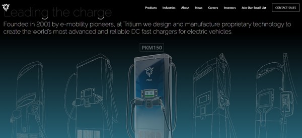   에넬X웨이에 고속 충전기를 납품하는 트리튬의 홈페이지