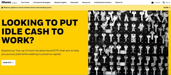  규모가 가장 큰 청정 에너지 펀드인 아이쉐어의 홈페이지